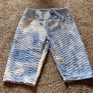 Blue and white tie dye biker shorts